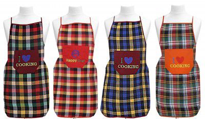 Kuber Industries Cotton 4 Pieces Waterproof Apron with Front Pocket (Multi) -CTKTC28857