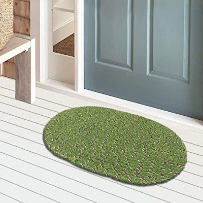 Kuber Industries Cotton Oval Door Mat for Porch/Kitchen/Bathroom/Laundry Room,(Green) 54KM3952