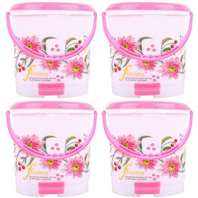 Kuber Industries Floral 4 Piece Plastic Dustbin Set 10 litres (CTKTC1966)