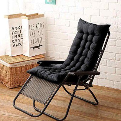 Kuber Industries Microfibre Soft Home Cotton Cushion Long Chair Pad|Cushion for Indoor/Outdoor|Home Office Garden Décor|Size 114 x 40 x 9 CM (Black)-KUBMART11917