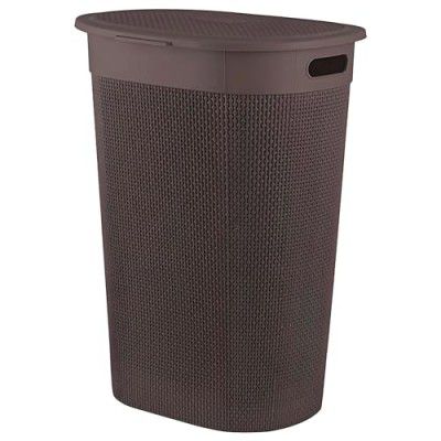 Kuber Industries Multipurpose Plastic Laundry Basket/Bin/Hamper/Bucket/Storage Organizer With Lid, 55 Ltr. (Brown)-46KM0455