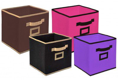 Kuber Industries Non Woven 4 Pieces Small & Large Foldable Storage Organiser Cubes/Boxes