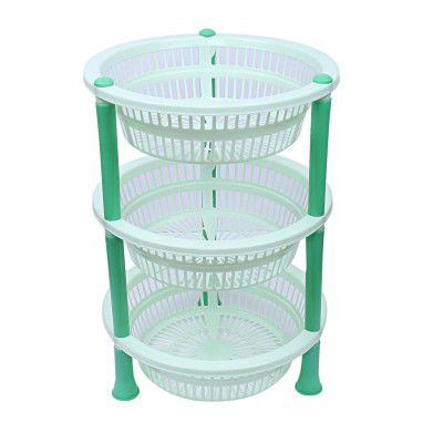 Kuber industries Plastic 3 Layer Multi-purpose Kitchen Storage Basket Rack