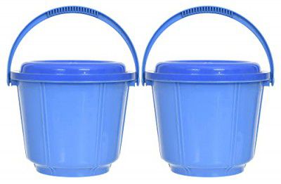 Kuber Industries Small Multiuses Plastic Kitchen & Pantry Storage Container/Bucket with Handle & Lid, 5 LTR.- Pack of 2 (Blue)-47KM01231