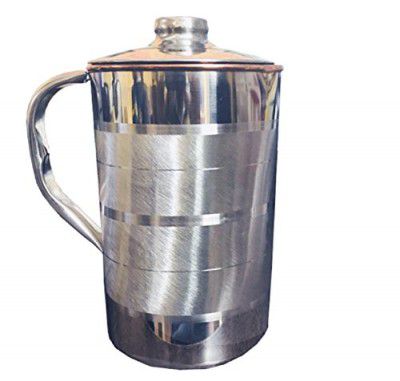 Kuber Industries Stainless Steel Jug, 2.5 Litre, Silver,Standard,Jugcopper02