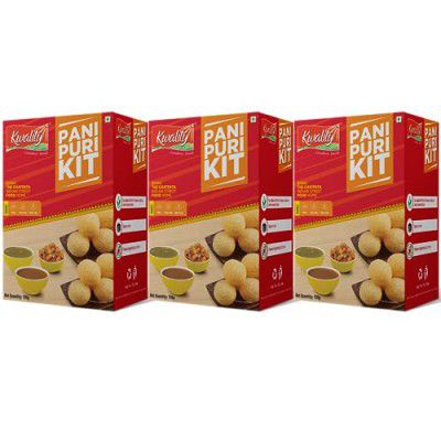 Kwality Pani Puri kit 43 pcs with 2 different flavours Sweet and Spicy Pani Powder 150g [Pack 3]