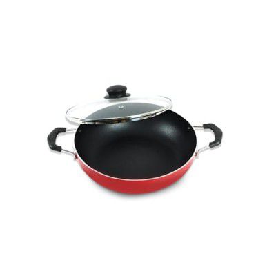 kyyte Non-Stick Alpha Kadai 20 cm Dia/1.25 Liters with Glass Lid.