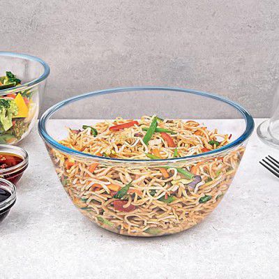 La Opala Cook Serve Store 100% Borosilicate Glass Bakeware & Serveware | Mixing Bowl, Round 750 ml | for Baking & Serving | Microwave & Oven Proof | Dishwasher & Freezer Proof | Durable | Transparent