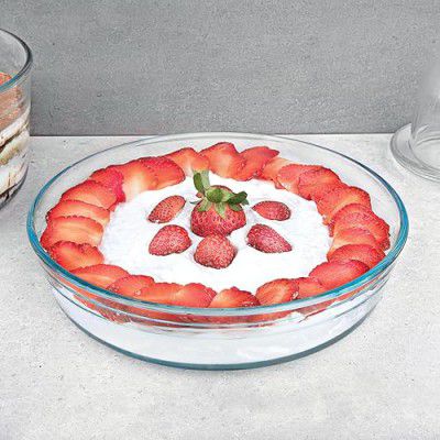 La Opala Cook Serve Store 100% Borosilicate Glass Bakeware & Serveware | Round Dish, 1.5 L