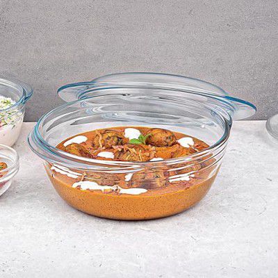 La Opala, Cook Serve Store, Borosilicate Glass Casserole with Lid, Round 1.6 L, 1 pc, Transparent