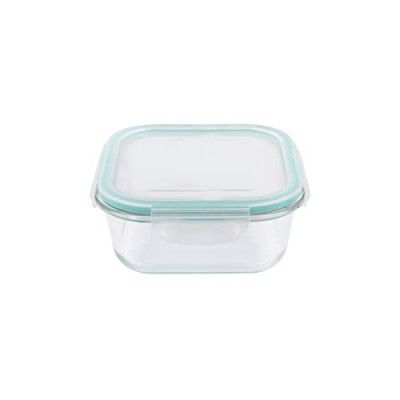 La Opala, Cook Serve Store, Borosilicate Storage Container, Clip N Store with Snap Lid Square 320 ml, 1 pc, Transparent