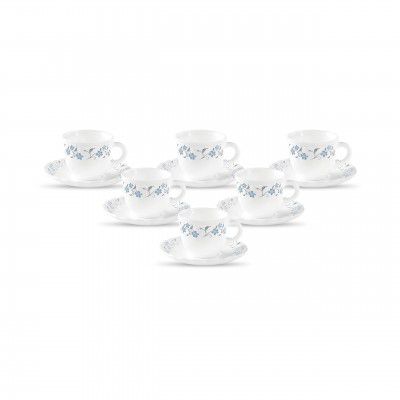 La Opala Diva, Opal Glass Cup & Saucer Set Tulip Regular 12 pcs