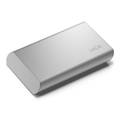 LaCie Portable SSD 500 GB External Solid State Drive - Moon Silver, USB-C, USB 3.2 Gen 2 (STKS500400)