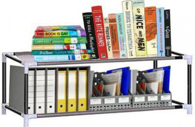 Lacossi Plastic Metal 12 Shelf Book Organizer Metal Open Book Shelf 