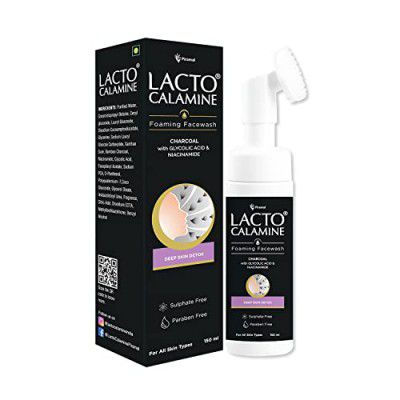 Lacto Calamine Charcoal Foaming Face wash| Deep skin Detox| Cleanse skin impurities| 150 ml x Pack of 1