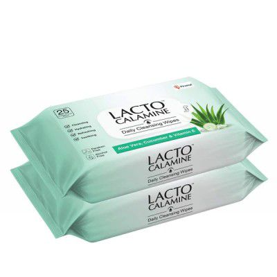 Lacto Calamine Daily Cleansing Face Wipes (Pack of 2)