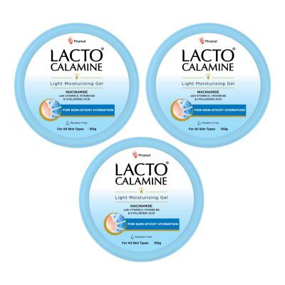 Lacto Calamine Light moisturising gel Non-sticky hydrating face & body gel with niacinamide -150g x Pack of 3