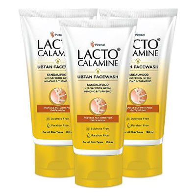 Lacto Calamine Ubtan Face Wash for Glowing Skin | Natural Face Wash | 100 ml Pack of 3