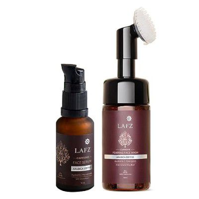 LAFZ Caffeine Foaming Face Wash and Face Serum Enriched With Arabica Coffee and Cocoa Beans, Exfoliates, Brightens Skin & Prevents Premature Ageing (Combo Of 2)