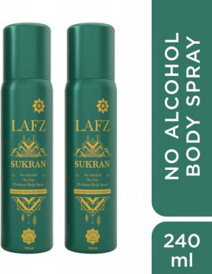 LAFZ Sukran, No Alcohol No Gas, Premium Body Spray - For Men  (240 ml, Pack of 2)