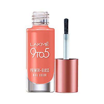 LAKMÉ 9To5 Primer + Gloss Glossy Finish Nail Colour, Coral Haze, 6 Ml