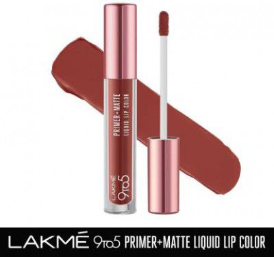 Lakmé 9to5 Primer + Matte Liquid Lip Color  (MB2 Intense Latte, 4.2 ml)