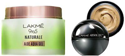 Lakmé Absolute Skin Natural Mousse, Ivory Fair 01, 25g & Lakmé 9 to 5 Naturale Aloe Aquagel, 50g