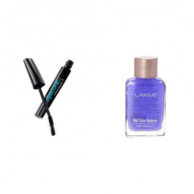 Lakmé Eyeconic Lash Curling Mascara, Black, 9ml And Lakmé Nail Color Remover, 27ml