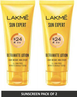 Lakmé Sun Expert Ultra Matte Lotion Pack of 2 - SPF 24 PA++ (100 ml)