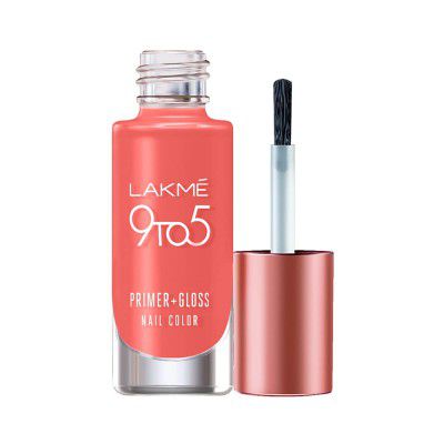 Lakme 9 to 5 Primer + Gloss Nail Colour, MauveMacaroon, 6ml