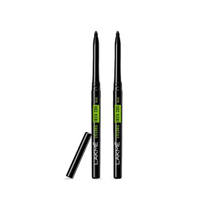 Lakme Eyeconic Insta Cool Kajal, Black, Cooling Kohl Liner with Cucumber, Twist Up Pencil - Waterproof, Smudge Proof & Long Lasting Eye Makeup, 0.35 g (Pack of 2)