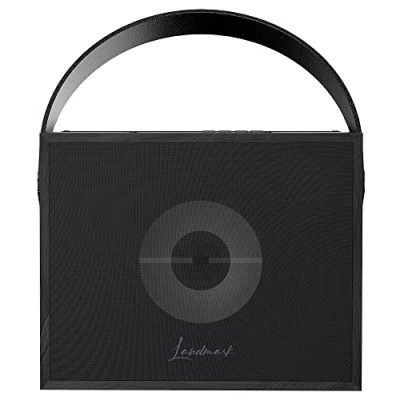 LANDMARK LM BT1063 Portable 8W Stereo Channel Bluetooth Wooden Speaker with Phone Stand, Super Bass Speaker, 6hrs Playtime, Wired Mic, Karaoke Features, Multi Connectivity-TF/FM/USB/Aux (Black)