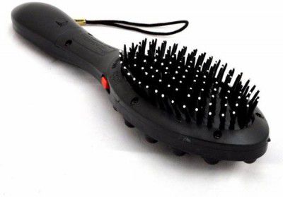 LandVK Magnetic Vibra Plus Head Massager Comb Black Battery Operated Vibration Magnetic Head Massager Hairbrush with Double Speed