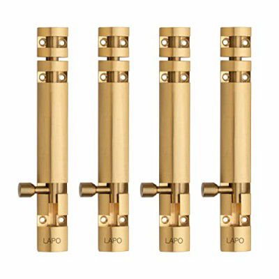 LAPO Premium Aluminum Tower Bolt 4 Inch, Tower Bolt for Main Door and Bathroom, Kundi Door Latch for Bedroom, Chitakni, Tower Bolt for Home,Offices Doors,Windows (Gold Finish, Pack of 4)