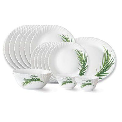 Larah by Borosil Crescent Fluted Series Opalware Dinner Set