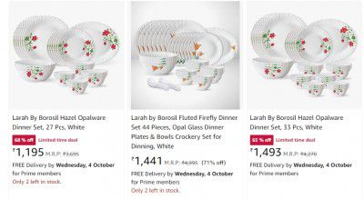 Larah by BOROSIL Dinner Set at Minimum 60% off