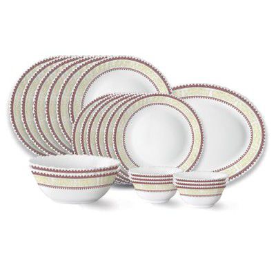 Larah by Borosil Elega Fluted Series Opalware Dinner Set | 21 Pieces for Family of 6 | Microwave & Dishwasher Safe | White