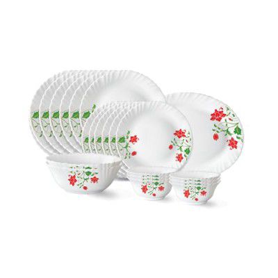 Larah by Borosil Hazel Fluted Series Opalware Dinner Set | 21 Pieces for Family of 6 | Microwave & Dishwasher Safe | Bone-Ash Free | Crockery Set for Dining & Gifting | Plates & Bowls | White