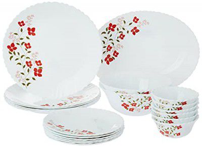 Larah by BOROSIL Janus Opalware Dinner Set (White, 21-Pieces)