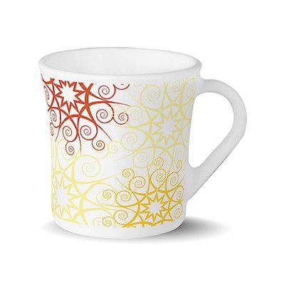 Larah by Borosil Novelty Series Zoya Opalware Mug, Set of 4 Tea/Coffee Mugs, 280 ml Each, Microwave & Dishwasher Safe, Bone-Ash Free, Crockery Set Ideal for Daily Use & Gifting, White