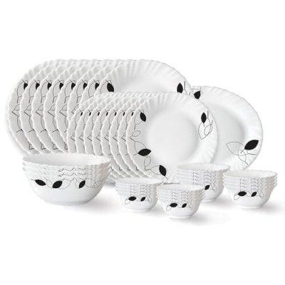 Larah by Borosil Shadow Fluted Series Opalware Dinner Set