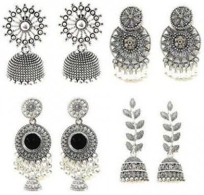 Latest Stylish Fancy Jhumki Earrings Pack of 4 Pair Combo Earrings Pearl Alloy Drops & Danglers, Earring Set, Jhumki Earring