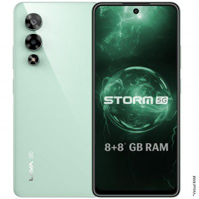 Lava Storm 5G (Thunder Black, 8GB RAM, 128GB ROM), Premium Glass Back Design, MediaTek Dimensity 6080 Processor, 50MP+8MP Ultrawide Dual Camera, 16MP Front Camera, 33W Fast Charging, Clean Android