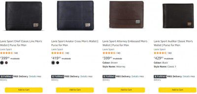 Lavie Men's Wallet Starting @ Rs 349 With Coupon