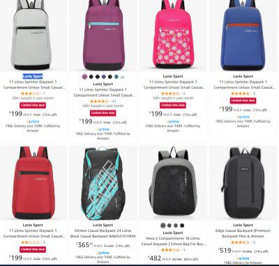 Lavie Sport Backpacks Starts at Rs 189