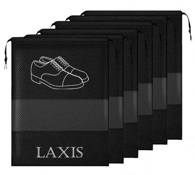 LAXIS - Shoe Bag for Travel & Storage Organizer for Women & Men | Travel Accessories Shoe Bags Pouches | Travel Shoe Cover (Black, Pack of 6)