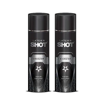 LAYER'R SHOT - ROCKSTAR LONG LASTING BODY SPRAY - For Men (240ml, Pack Of 2)