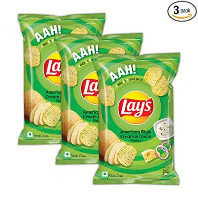 Lay’s Potato Chips - American Style Cream & Onion Flavour , 115 gm Value Pack of 3