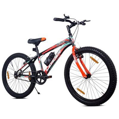 Leader Beast 24T City Bike Without Gear Single Speed for Ages 10 + Years, Frame Size: 16 Inches -Black/Orange