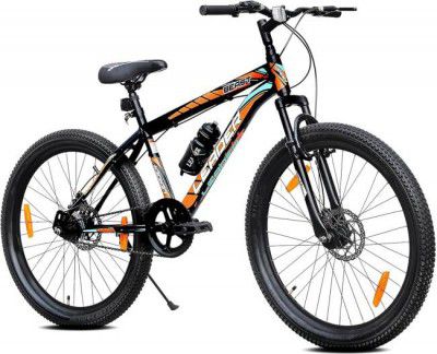 LEADER Beast 26T with Front Suspension and Disc Brake Mountain Cycle (Single Speed, Black, Only Front Suspension)